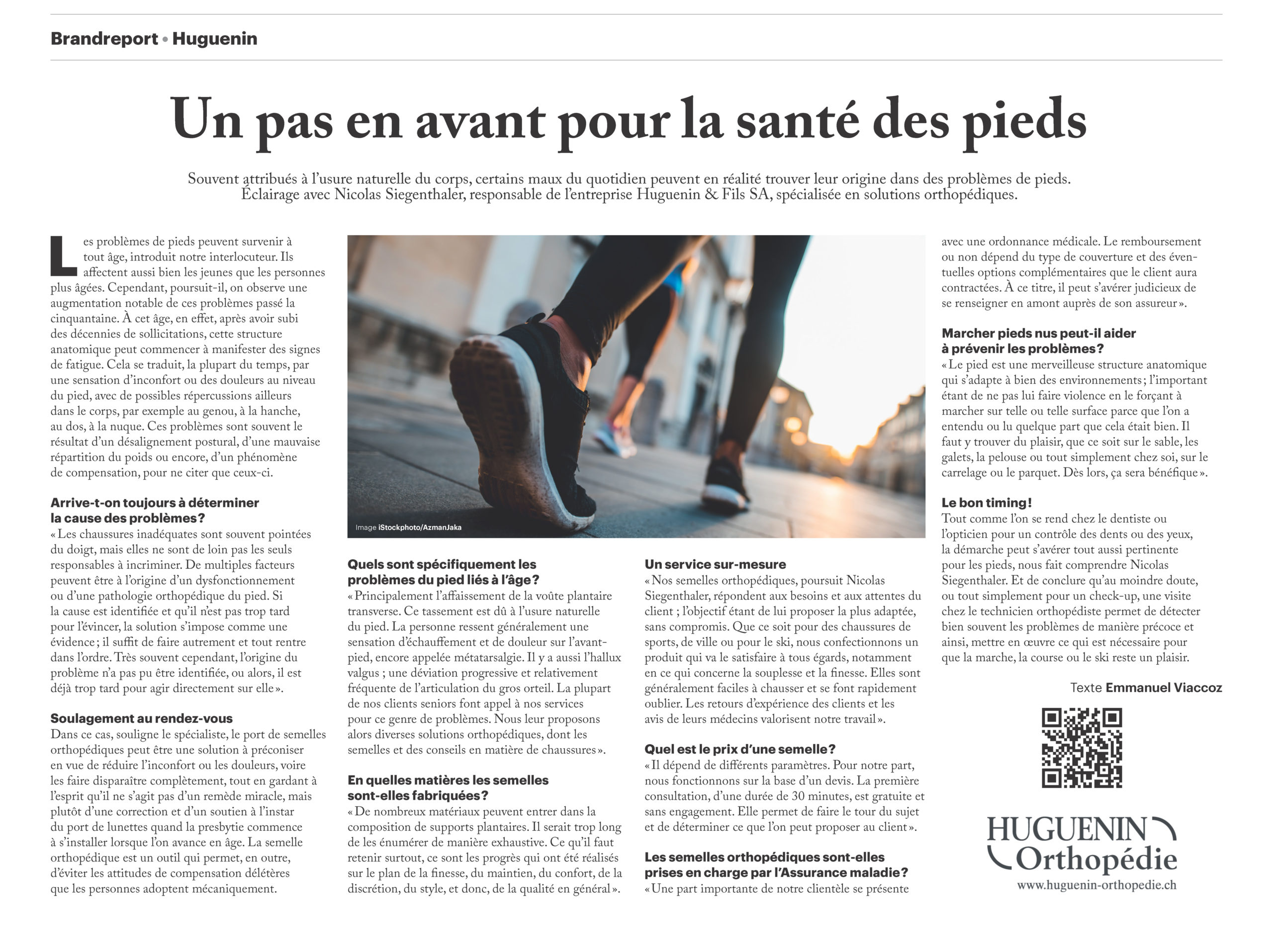 Huguenin orthopédie reportage Le Matin Dimanche